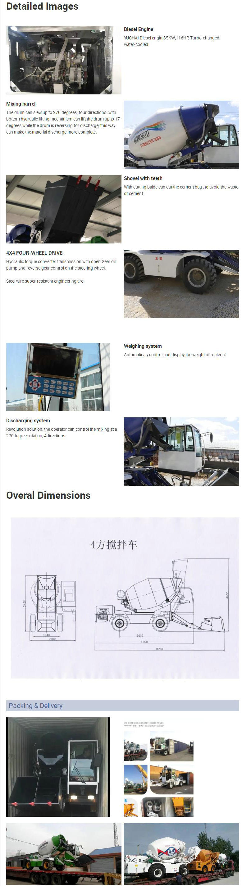 Self Loading Concrete Transit Mixer 1.2cbm, 1.6cbm, 2.0cbm, 2.4cbm (Self Loading Cement Mixer Truck With Air Conditioning Self Loading Automatic Weighing Scale)