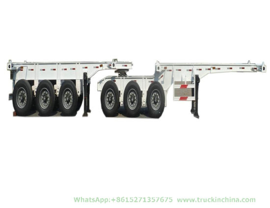 Customized Interlink 2 Flatbed Semi Trailer Truck (Double Combination 20FT Container Trailers Flatbed Or Skeleton Type)