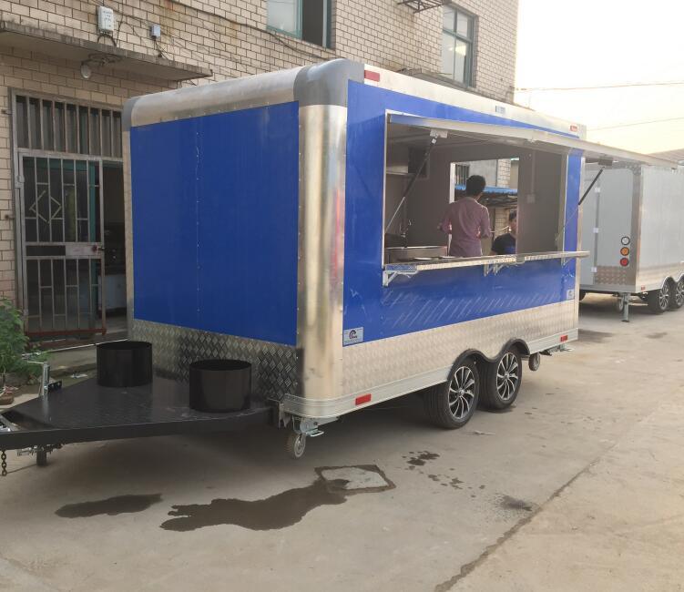 Mobile Potato Chips Making Machine Selling Food Trailer, Outdoor Street Food Trailer Cart