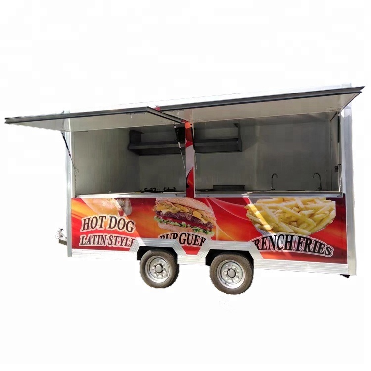 New Mobile Food Trailer Pastel Green Mobile Food Drawbar Customized