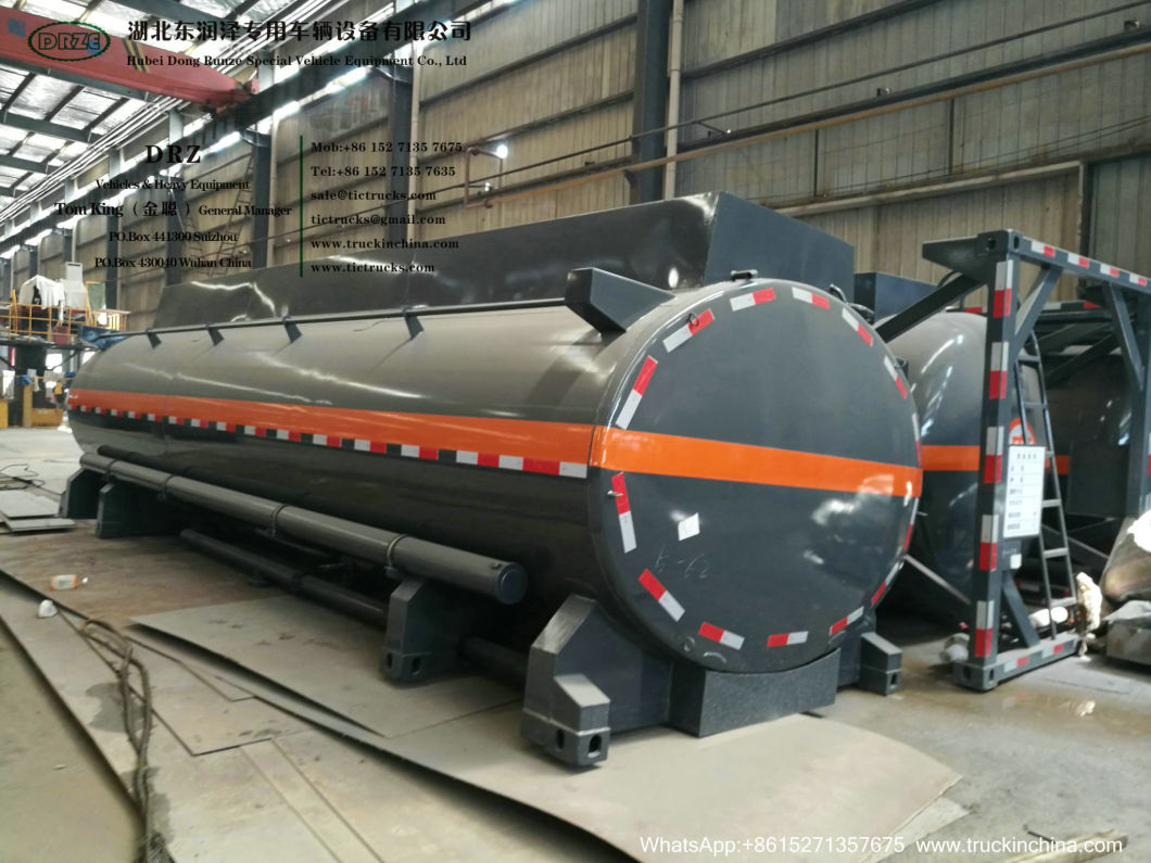 Chemical Liquid Tanker Body with Container Locks Trailer Road Transport 5000USG-6000USG (Solution HCl,NaOH,NaCLO,PAC,H2SO4,HF,H3PO4,H2O2 Store Tank Lined PE)
