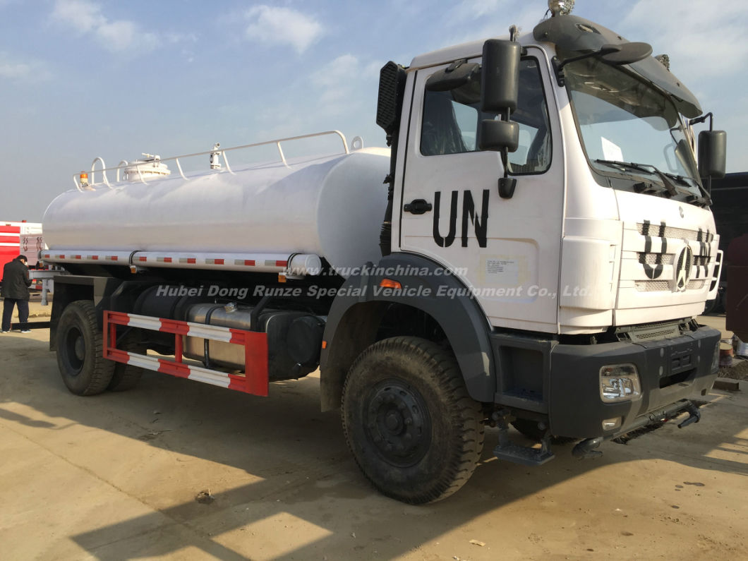 Beiben Truck 1629 Water Bowser Offroad Military 4X4 -4X2 Good for Rought Road Transport Drinking Water Steel Tank Inner Lined Plastic