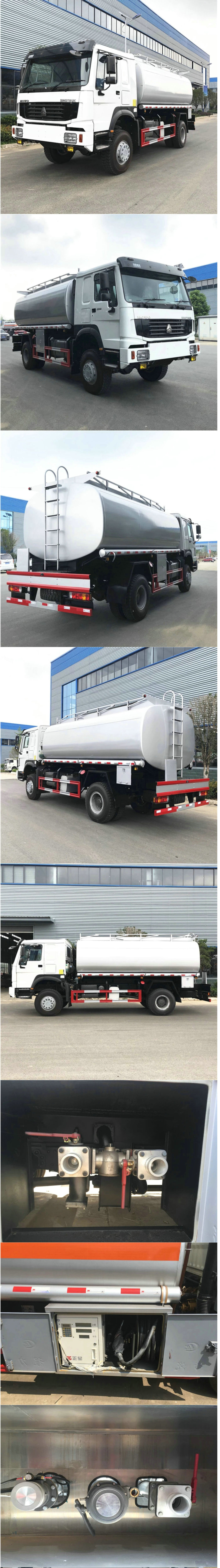 HOWO Diesel Fuel Bowser Truck 5000-10000 Liter (4X4 Wheels All wheels Off Rough Road Transport Gasoline, Diesel Oil, Lubricating Oil and Coal Tar Oil Tanker)