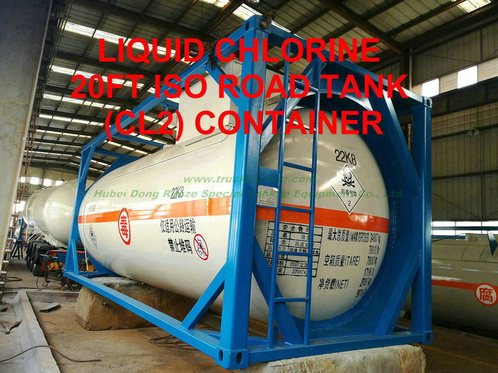 ISO Liquid Chlorine Ahf Tank Containers 20FT 21670 Liters (27Ton) Class 8 Cl2 Un1791 Hydro Test Pressure 1.95MPa