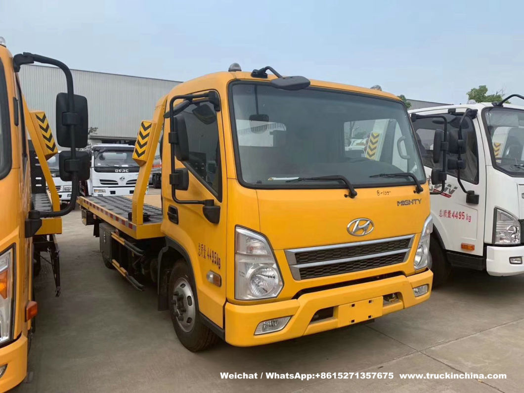 Hyundai 6t Flatbed Car Carrier Road Recovery Tow Truck (4 ton winch 5m Tilt Deck Tray Light Duty Wrecker)