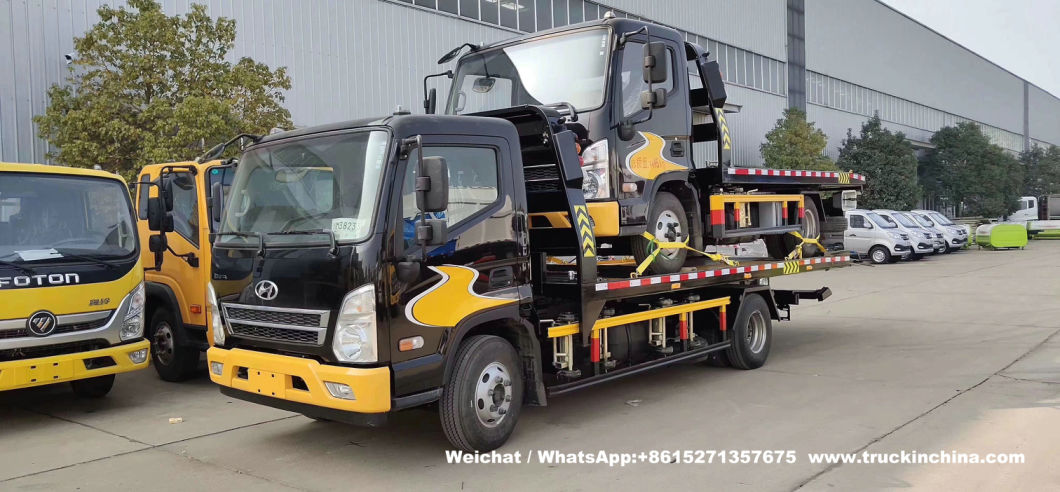 Hyundai 6t Flatbed Car Carrier Road Recovery Tow Truck (4 ton winch 5m Tilt Deck Tray Light Duty Wrecker)