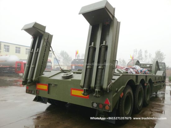 60t -80t Heavy Duty 3 Axles Lowbed Semi Trailer for Tank Heavy Track Crawler Caterpillar Digging Excavating Machine (Optional With Winch)