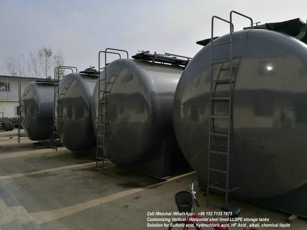 Customize Checmial Acid Storage Tank 100t (Steel Lined LLDPE Tank For Storage Bleach, Hydrochloric Acid, Ferric Chloride, Oilfield Chemicals, Corrosive Wastes)