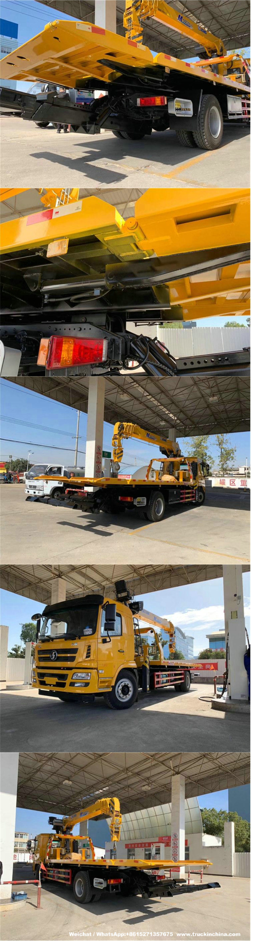 Shacman Car Carrier Flatbed Mounted 8 Ton Loading Crane Recovery Truck (Flat Slide Bed)