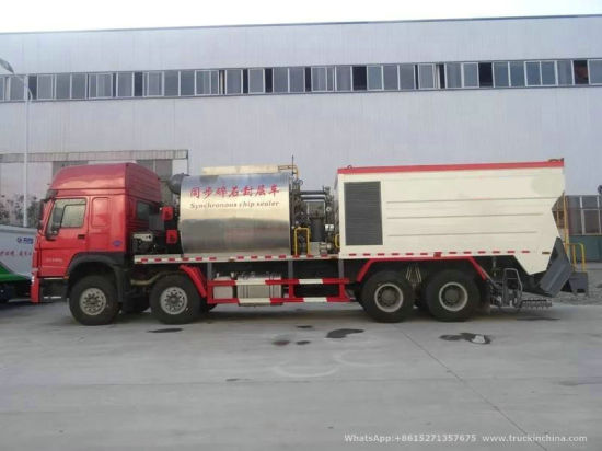 HOWO Synchronous Chipsealer (Sinotruk 9m3 Bitumen Tank and 14m3 Gravel Tank asphalt)