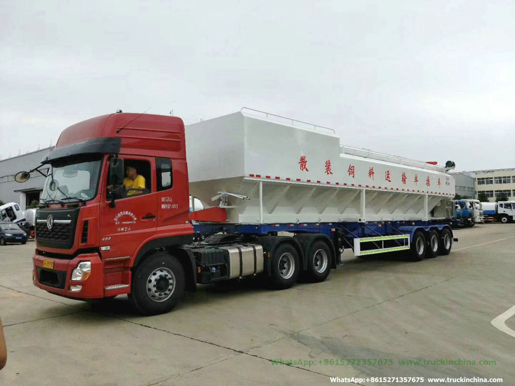 Tri-Axles Bulk Feed Tank Semi Trailer Customized with Electric Pump Hydraulic System Transport Livestock Chicken Duck Goose Feed