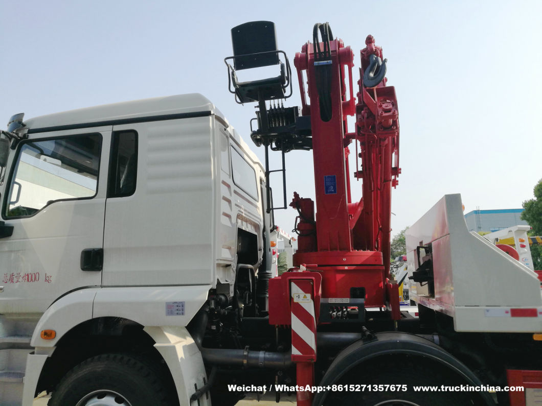 Heavy Car Carrier Flatbed Truck Mounted 10 Ton Knuckle Crane - Shacman F3000, L3000, M3000, H3000 Reovery Wrecker