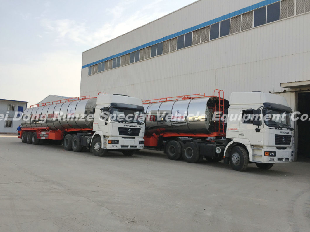 3 Axles Insulated Hot Bitumen Tanker Trailer 45cbm (Liquid Asphalt Tank Semitrailer) with Two Burner Heater Insulation Layer Rock Wool Puf 80mm Stainless Steel