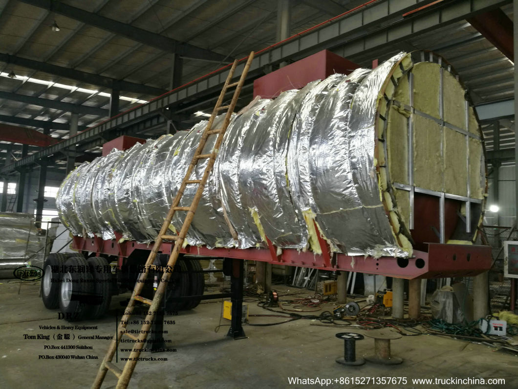 Sodium Hypochlorite Chemical Liquid Tanker Trailer (2 axles 19cbm Steel Tank inner Lined LLDPE Outer Insulated Rockwool 80mm for 10% -15% NaClO Bleach Javel)