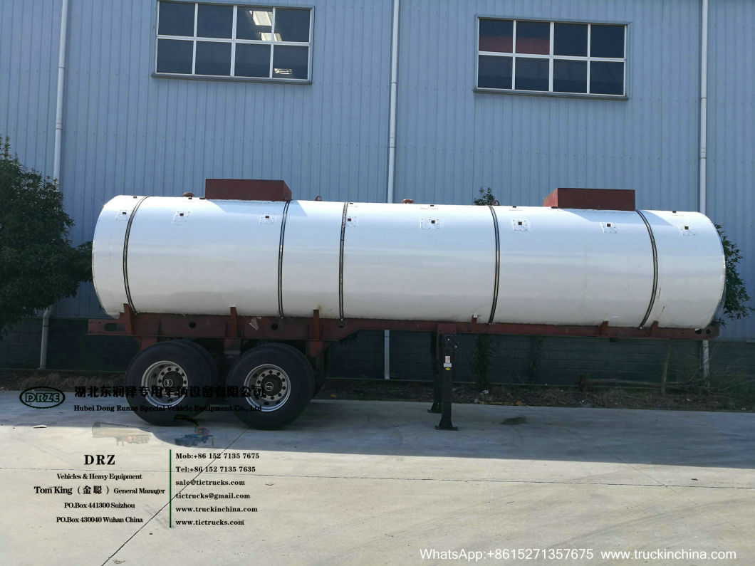 Sodium Hypochlorite Chemical Liquid Tanker Trailer (2 axles 19cbm Steel Tank inner Lined LLDPE Outer Insulated Rockwool 80mm for 10% -15% NaClO Bleach Javel)