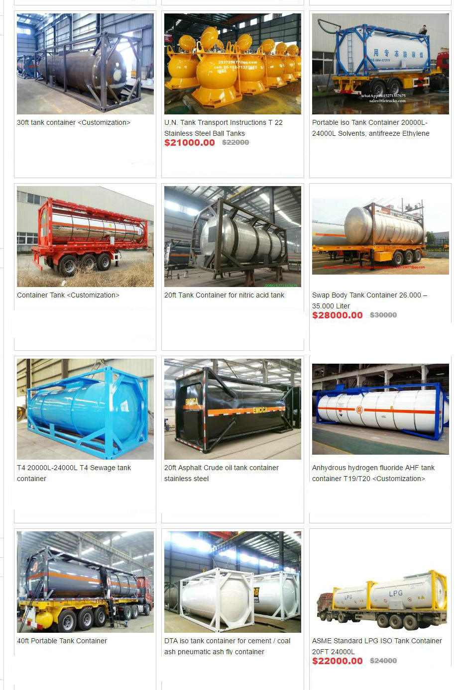 20FT ISO Tank Container 18 -21CBM HCl (max 35%), NaOH (max 50%), NaCLO (max 10%), PAC (max 17%),H2SO4(60%,98%) ,HF ( 48%),H3PO4 (10%-85%),NH3. H2O,H2O2 (30%)etc