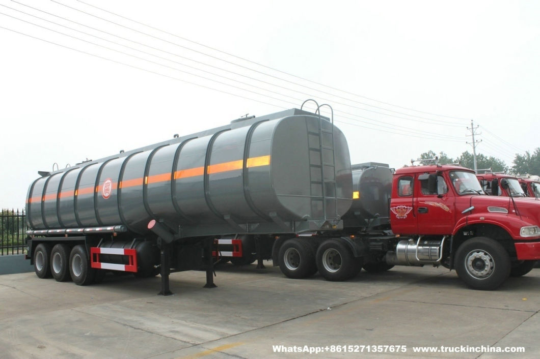 Tri Axles 60t Acid Tanker Trailer Steel Tank PE Inner Liner 16mm (Steel Lined plastic LDPE Chemical Liquid Hydrochloride Acid Caustic Soda Tank Semi-trailer)