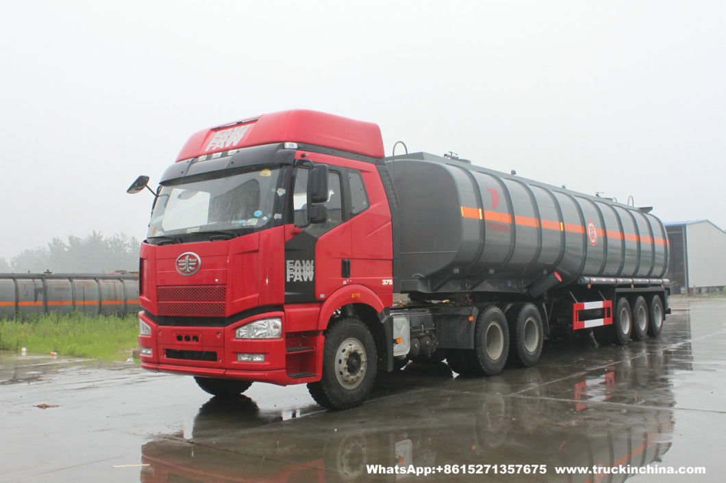 Tri Axles 60t Acid Tanker Trailer Steel Tank PE Inner Liner 16mm (Steel Lined plastic LDPE Chemical Liquid Hydrochloride Acid Caustic Soda Tank Semi-trailer)
