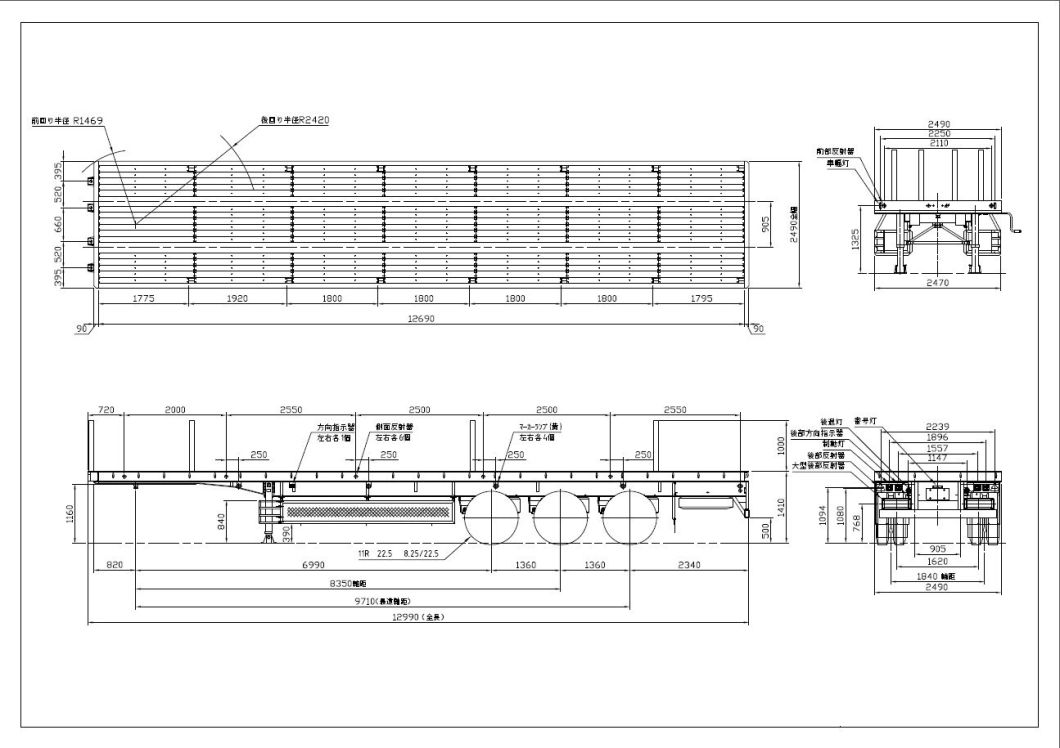 Customizing 60t Lowboy 3 Axles Air Suspension Plateform Semi Trailer&Nbsp;