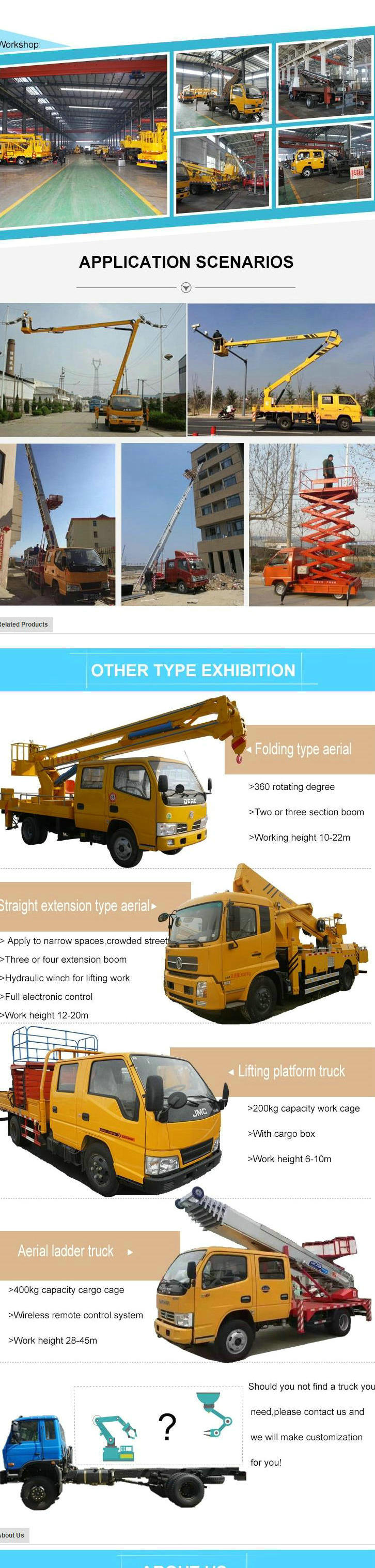 Aerial Work Platform Truck Mounted Vertical Man Lifting (10m-12m Scissor Lift Platform Bucket Man Lift)