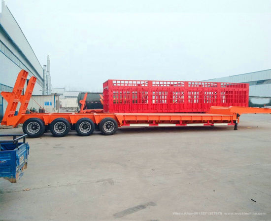Heavy Haul Equipment Trailer 4 Axles Low Bed Semi Trailer 60ton 80ton 100ton