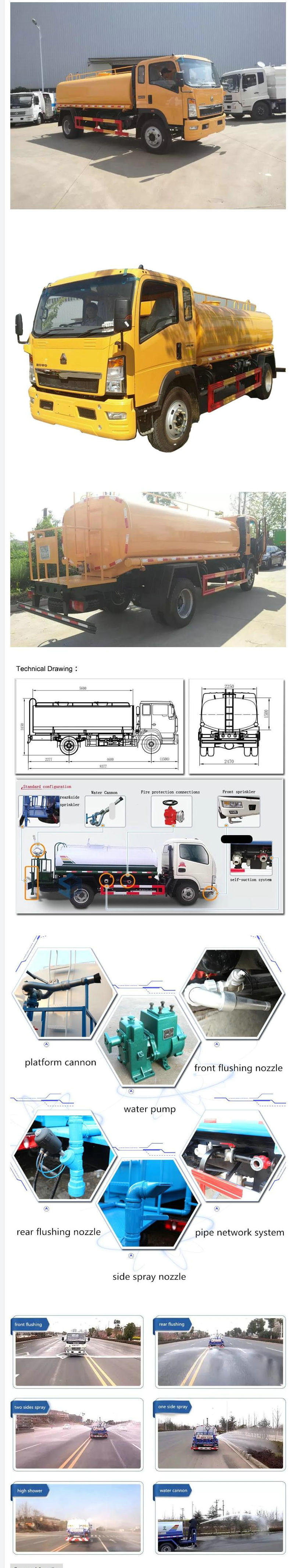 Sinotruk HOWO 10cbm Water Bowser Tank Truck (10000L Water Sprinkler Truck LHD, Right Hand Drive)
