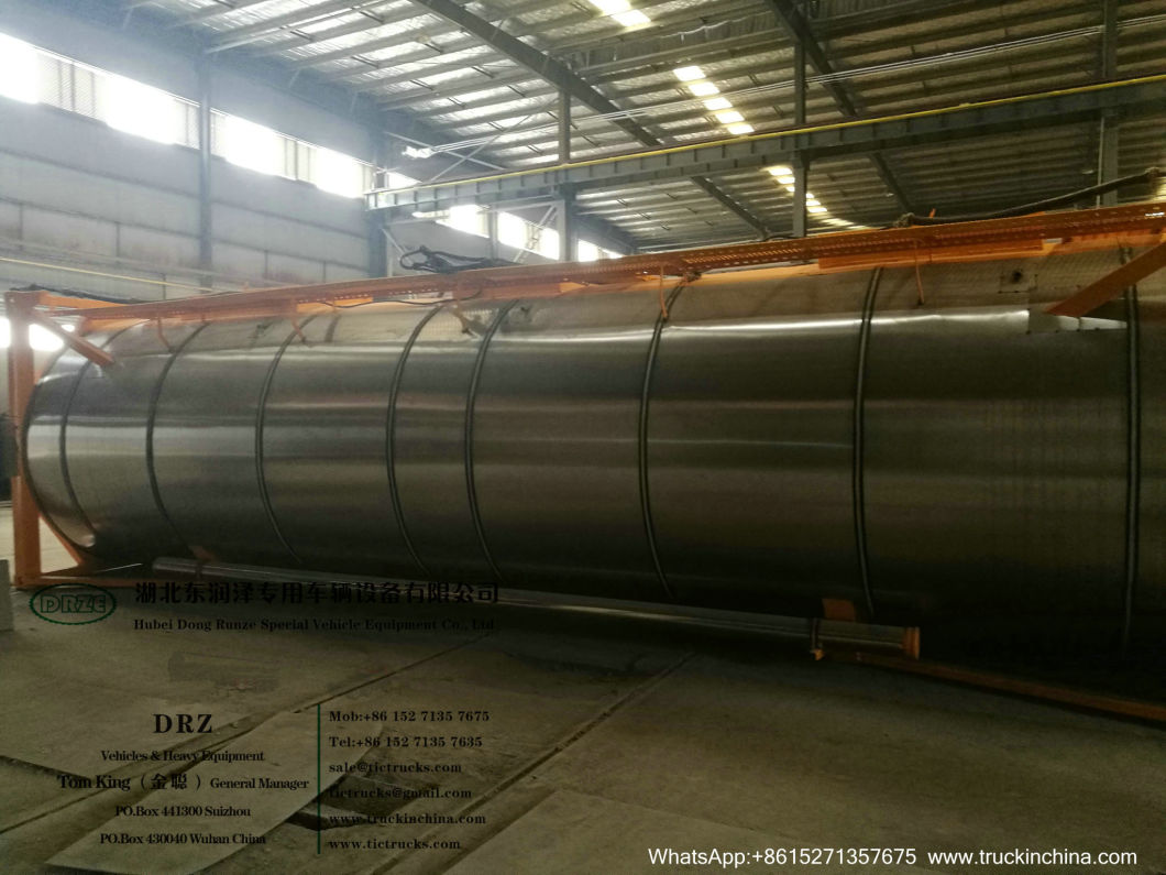 Phosphoric Acid Tank Container Swap Tank Insulated with Stainless Steel Steam Heating Pipe (Road Transport by 30FT ISO Container Trailers)