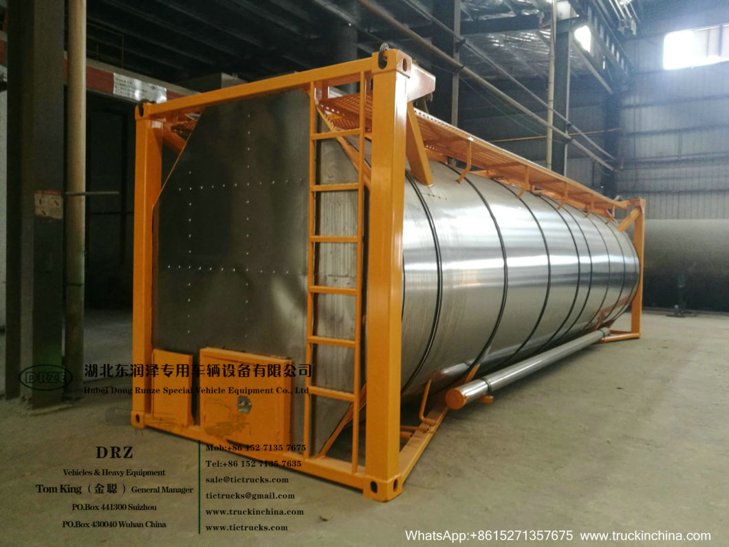 Phosphoric Acid Tank Container Swap Tank Insulated with Stainless Steel Steam Heating Pipe (Road Transport by 30FT ISO Container Trailers)