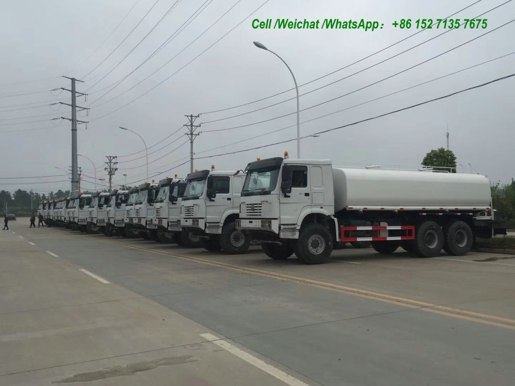Sinotruck HOWO 6X6 Water Bowser off Road 20t (AWD All Wheels Drive PTO Pump Carbon Steel or Stainless Steel Tank)
