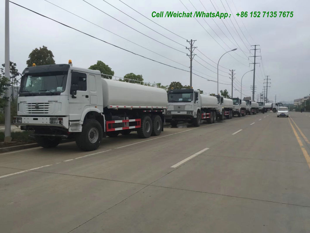 Sinotruck HOWO 6X6 Water Bowser off Road 20t (AWD All Wheels Drive PTO Pump Carbon Steel or Stainless Steel Tank)
