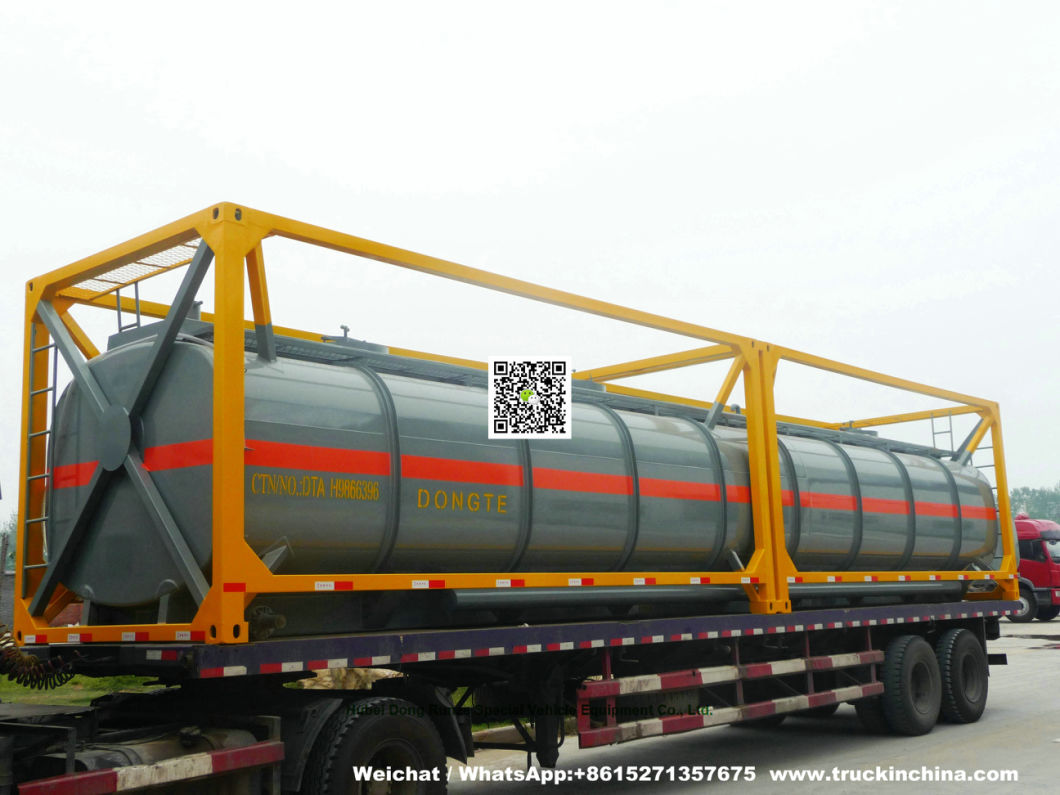 40FT Chemical Tank Container for Road Transport (Dongte 35 -40Ton Bleach Tanks, NaOCL Tanks, Javel Water, HCl Tank Steel Lined LDPE)