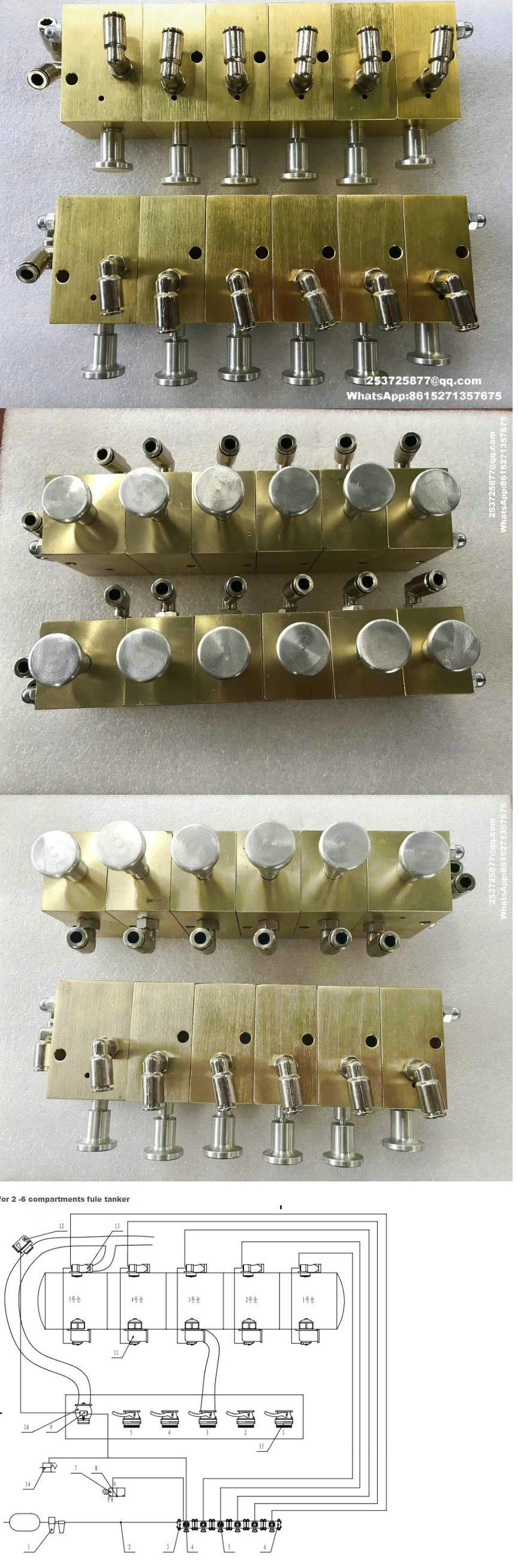 Pneumatic Switch Controller Valves (Fuel Tank Truck Aluminum Pneumatic Control Block Push Button For 2 -6 Compartments Oil Tanker Huate -YOJE-GLME)