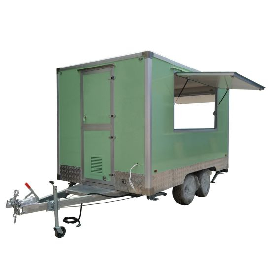 New Mobile Food Trailer Pastel Green Mobile Food Drawbar Customized