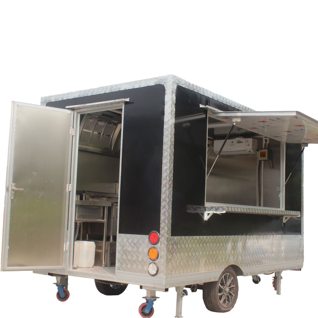 New Mobile Food Trailer Pastel Green Mobile Food Drawbar Customized