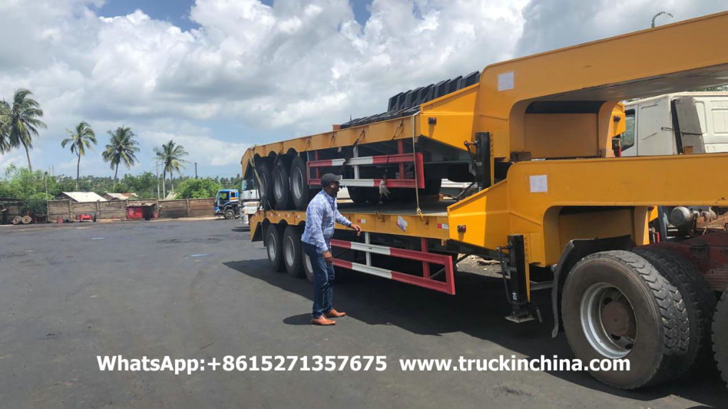 3 Axles Lowbed Trailer 45/60/80/100ton Gooseneck Low Platform Semi-Trailer (Low Bed Trailer Dimensions Truck)