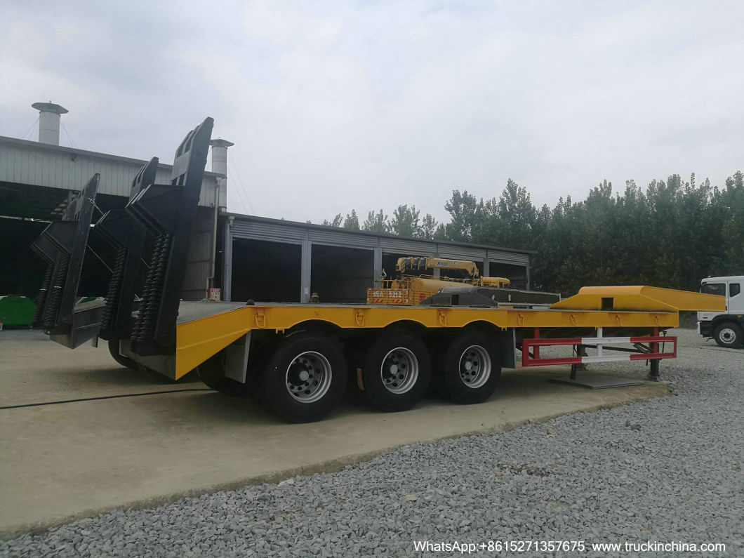 3 Axles Lowbed Trailer 45/60/80/100ton Gooseneck Low Platform Semi-Trailer (Low Bed Trailer Dimensions Truck)