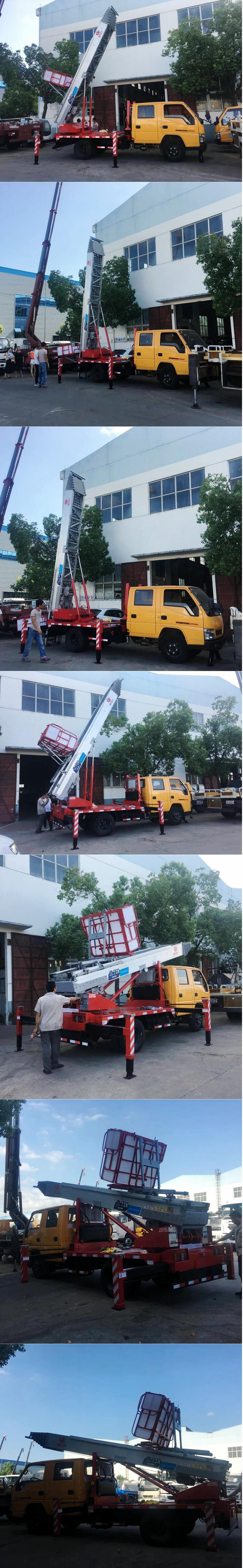 HOWO Truck Mounted Telescopic Ladder Truck for House Building Goods Lift and Download (House Furniture Moving Hydraulic 28 M Aerial Platform Ladder)
