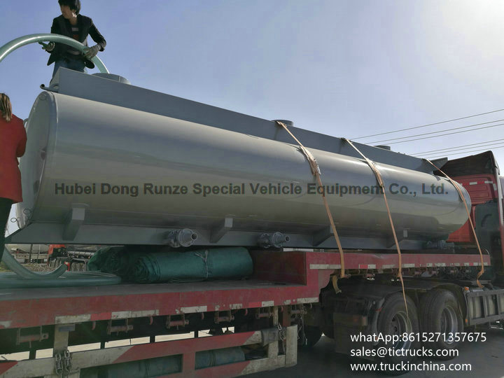 Tank Body Carbon Steel Inner Lined 16mm PE, 15000L-16500L for Hydrochloric Acid Truck Lorry