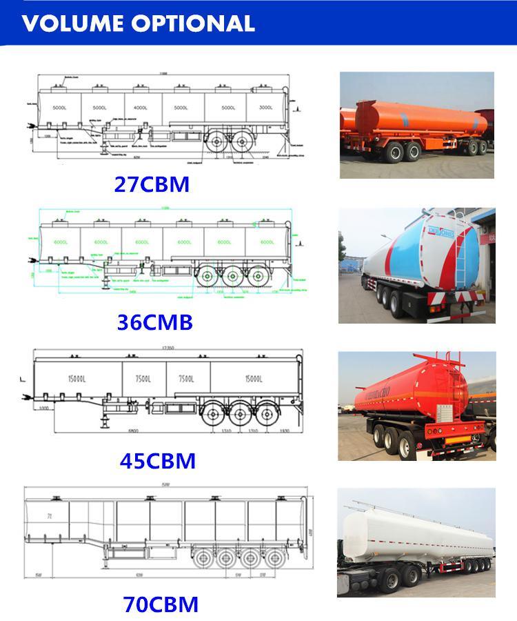Steel Fuel Tanker Semi-Trailer 3 Axles Oil Tank Capacity 42000L to 47000L (Diesel) with BPW Axles Air Spring Single Tyer 385/65r22.5
