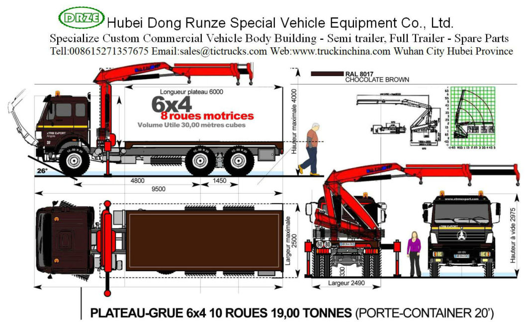 Beiben off Road Crane Truck with 10t Telescopic Boom (6X6 Trucks Mounted Crane)