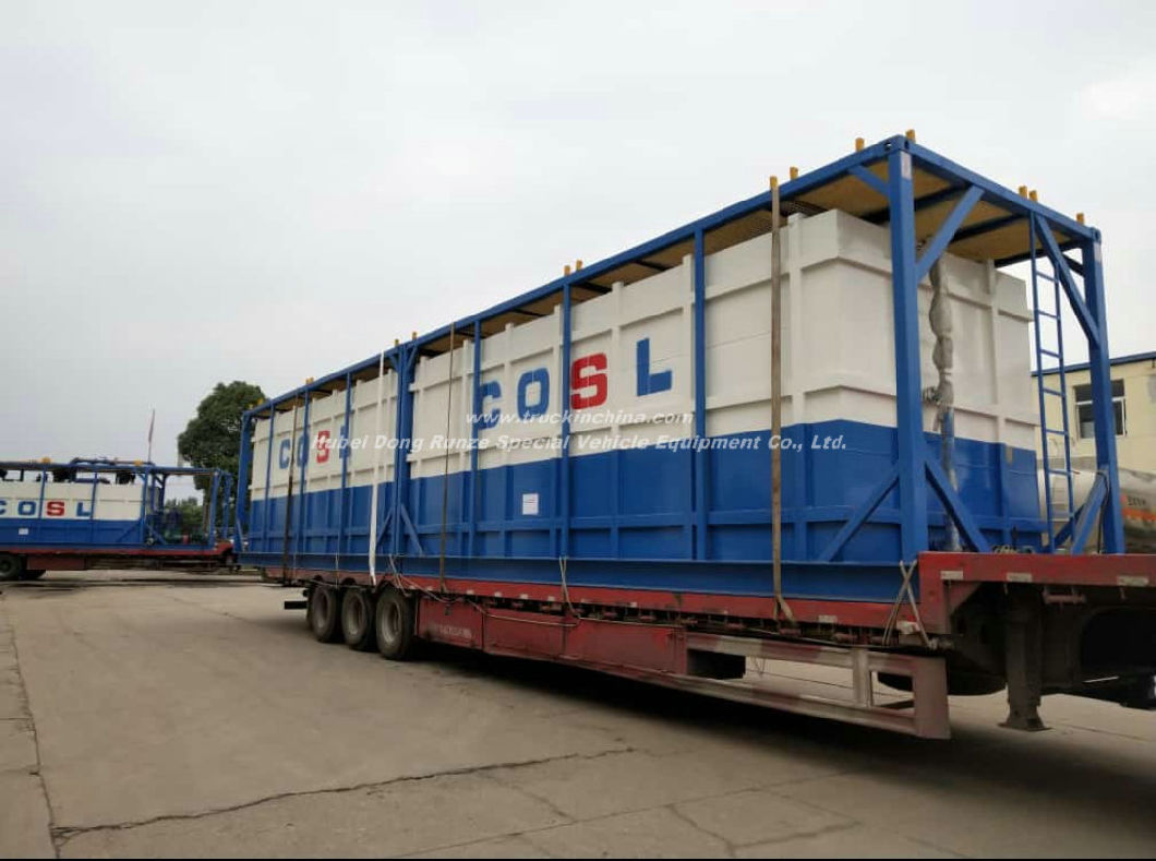Skid 500 Bbl Frac Tank Steel Lined PE for Oilfield Chemical Contain (Skid With Motor Pump and Reactor Motor Stirring For Mxing HCl Hydrochloric Acid)