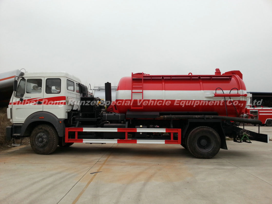 Beiben 1627 Vacuum Tanker Combined Sewer Jetting Tank a 6000ltrs of Solid Liquid Human Waste Tank Part B 4000litrs of Clean Water for Cleaning and Flushing