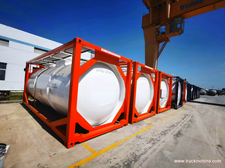 20FT T14 Offshore Portable ISO Tank Container 21KL SA516M Lined PE for UN1789 Hydrochloric Acid UN1790 Hydrofluoric Acid