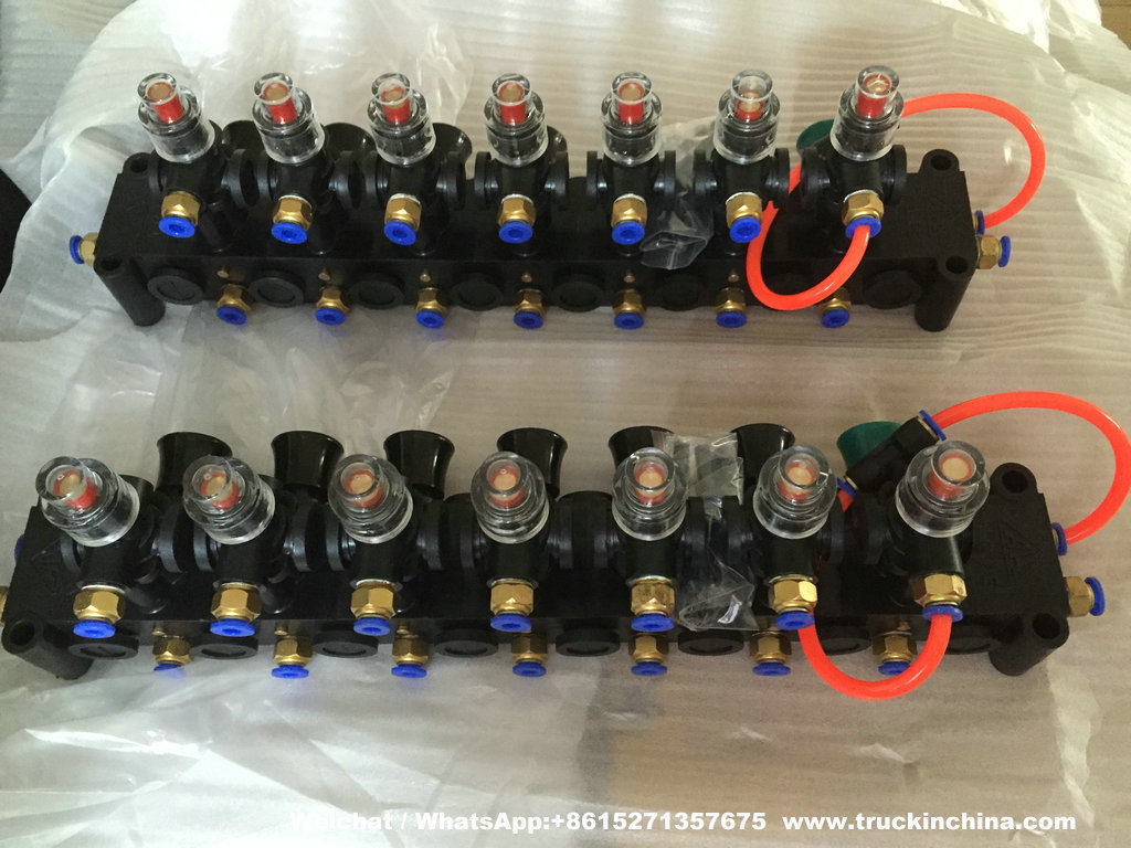 Plastic Pneumatic Control Block Valves for Fuel Tanker (Road Tanker Truck YOJE Pneumatic Control Unit 1-7 Compartments)