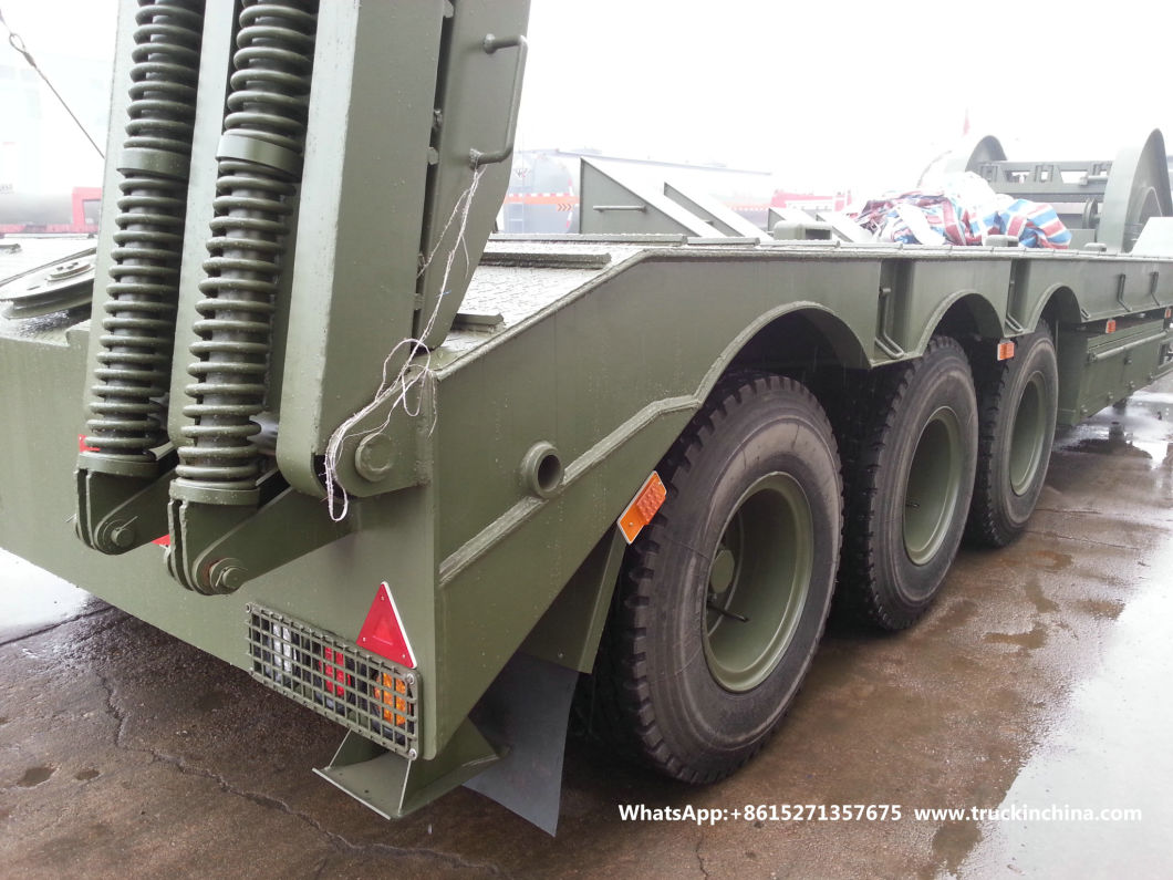 60t -80t Heavy Duty 3 Axles Lowbed Semi Trailer for Tank Heavy Track Crawler Caterpillar Digging Excavating Machine (Optional With Winch)