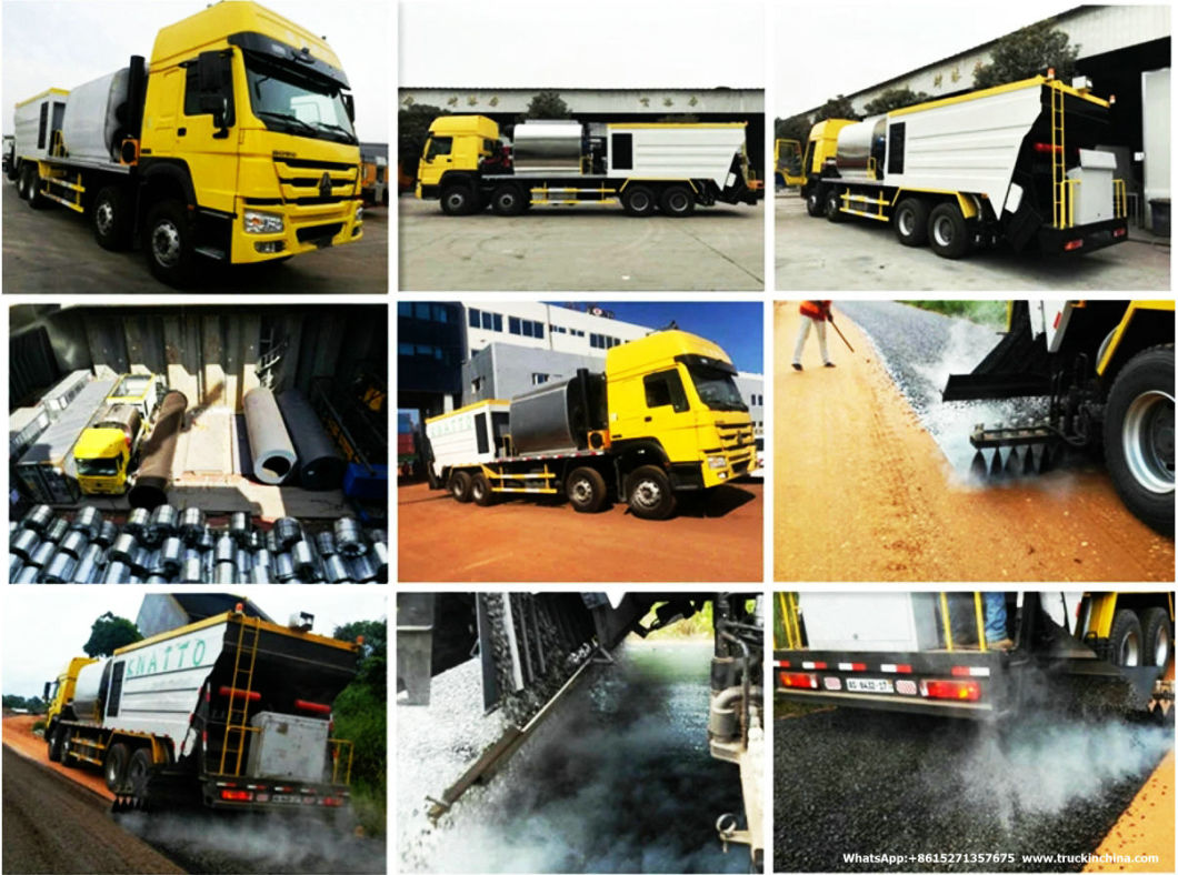 HOWO Synchronous Chipsealer (Sinotruk 9m3 Bitumen Tank and 14m3 Gravel Tank asphalt)