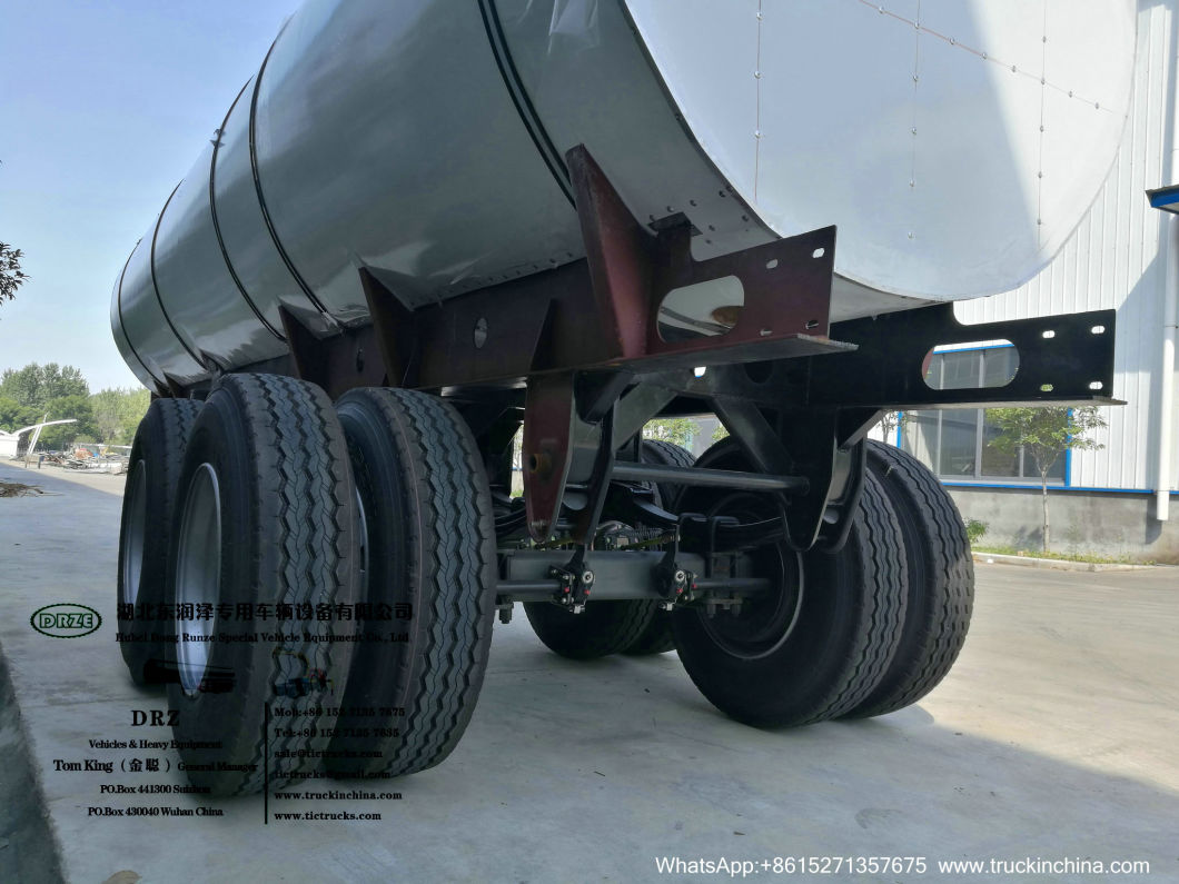 Sodium Hypochlorite Chemical Liquid Tanker Trailer (2 axles 19cbm Steel Tank inner Lined LLDPE Outer Insulated Rockwool 80mm for 10% -15% NaClO Bleach Javel)