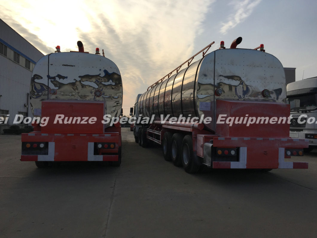 3 Axles Insulated Hot Bitumen Tanker Trailer 45cbm (Liquid Asphalt Tank Semitrailer) with Two Burner Heater Insulation Layer Rock Wool Puf 80mm Stainless Steel