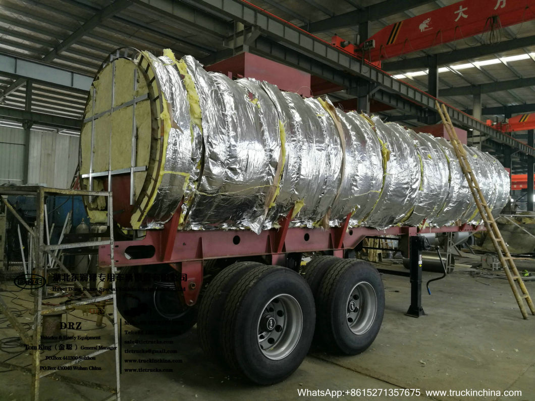 Sodium Hypochlorite Chemical Liquid Tanker Trailer (2 axles 19cbm Steel Tank inner Lined LLDPE Outer Insulated Rockwool 80mm for 10% -15% NaClO Bleach Javel)