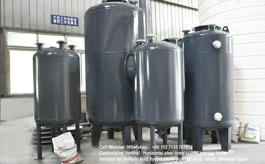 HCl Naclo Storage Dosing Tanks (Carbon Steel Tank Lined LLDPE corrosion resistance Sodium Hypochlorite, Hydrochloric Acid) Vertical 5 -50kl Measuring Tank